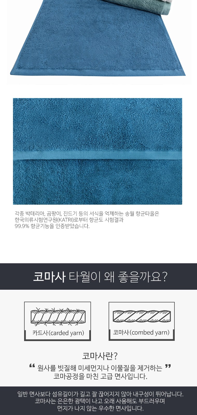 송월타올 항균 170g (30수/40*80cm) 4매입 선물세트(박스+쇼핑백 포함) 상세 이미지