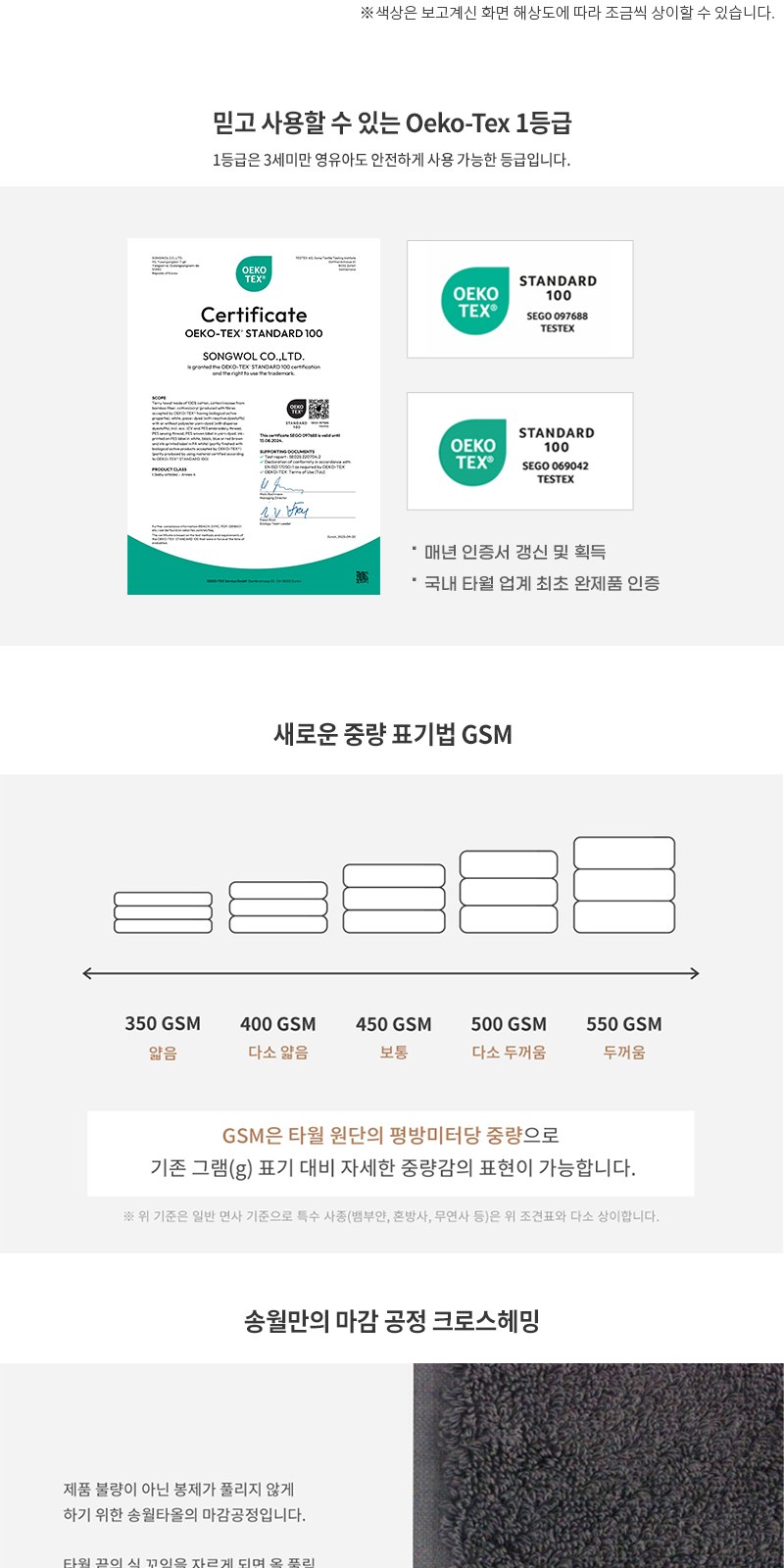 송월타올 AB체인 바스1장+세면2장 선물세트(박스+쇼핑백 포함) 상세 이미지