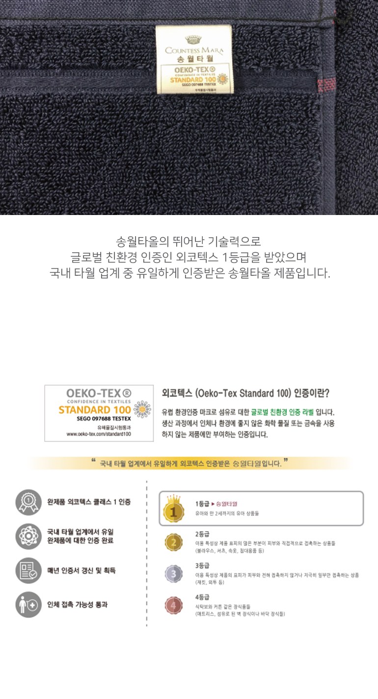 송월타올 CM포라인 바스1장+세면1장 선물세트(박스+쇼핑백 포함) 상세 이미지