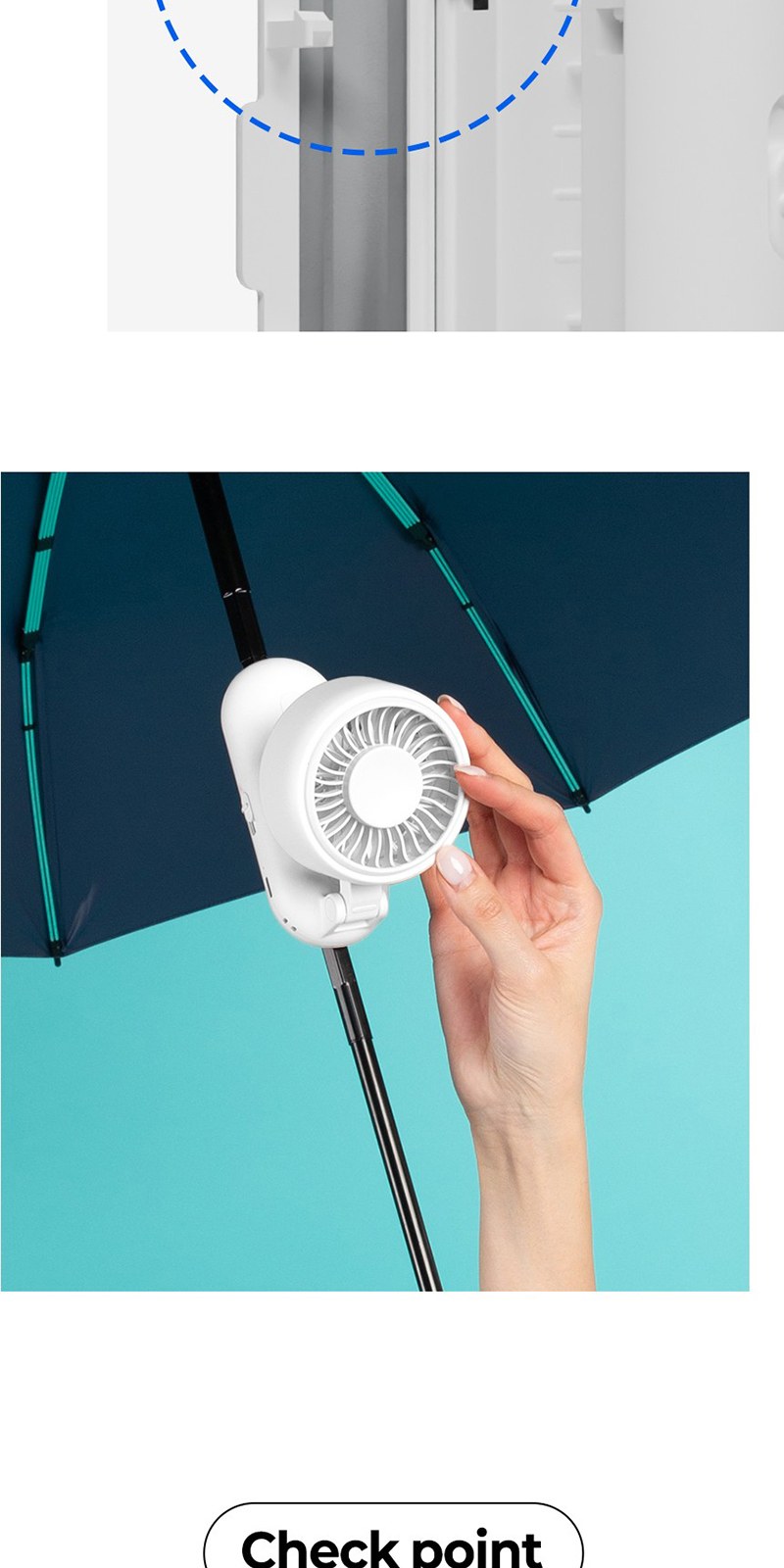 레스쁘리 고급 선풍기세트 B (우산애착 선풍기+체크타올 200g) 상세 이미지