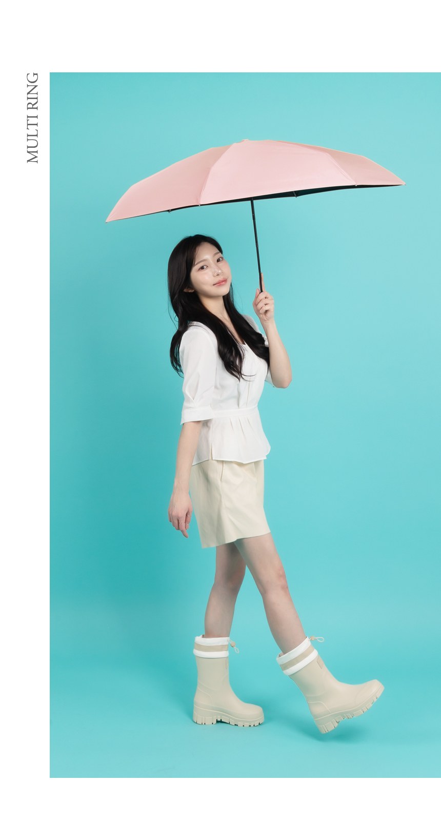 듀홈 멀티고리 5단 초경량 미니 우양산 암막 3단 양우산 선물세트 답례품+송월타올 뱀부무지 이로나 상세 이미지