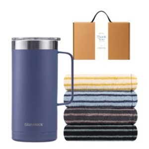 글라스락 플레인 머그 텀블러 500ml 송월 스트라이프 호텔 핸드타월 기프트박스 선물세트