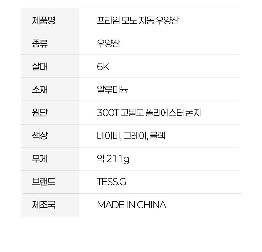 듀홈 프라임모노 3단 자동 우양산 암막 양우산 선물세트 답례품+송월타올 뱀부 이로나 상세 이미지