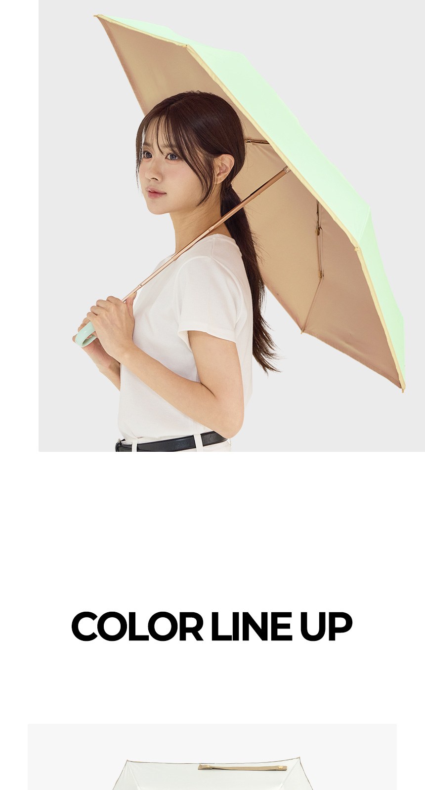 듀홈 비너그립 투톤 초경량 우양산 미니 컬러암막 5단 양우산 선물세트 답례품+무한타올 엠버서더 이로나 상세 이미지
